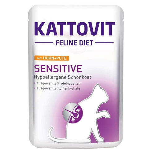 Hrana umeda pentru pisici Kattovit Sensitive cu pui si rata 85 g